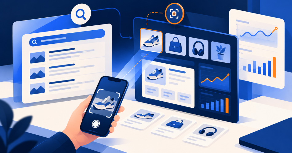 Illustration de la recherche multimodale Google Lens et Circle to Search dans Search Console